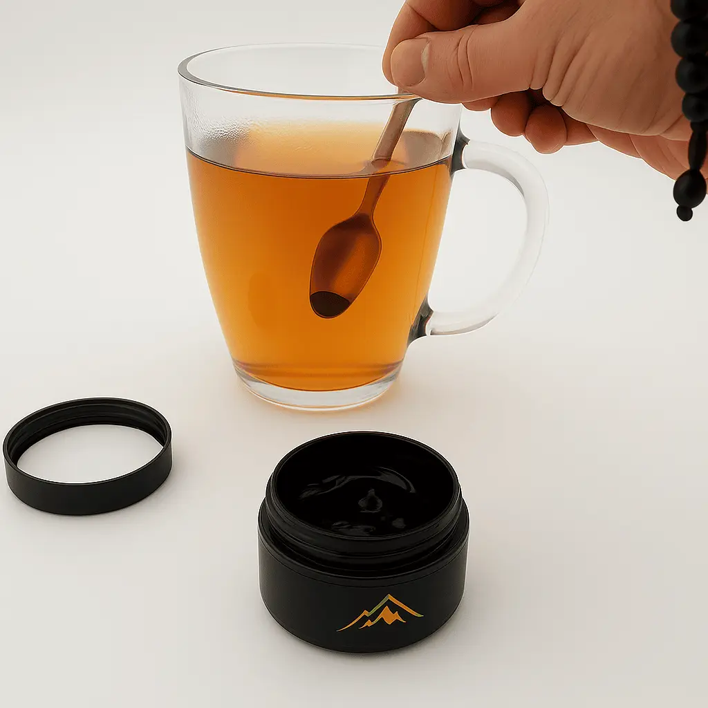Shilajit dans eau tiede