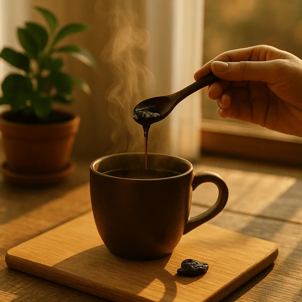 Tasse avec une préparation de Shilajit